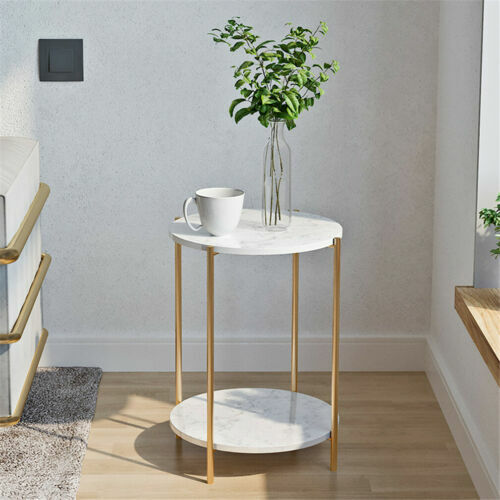 Coffee Nesting Table Round Side End Accent Table White Marble Top Home Furniture