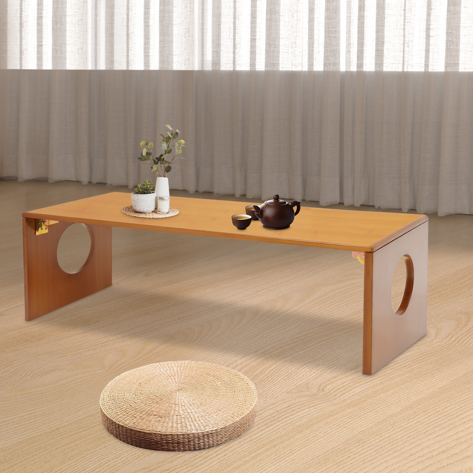 Bamboo Foldable Coffee Table Floor Table Home Decor for Living Room/Bedroom