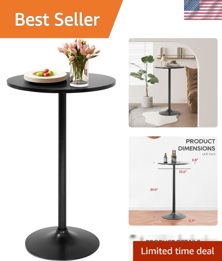 Space-Saving 40-Inch Black Wood and Metal Cocktail Table for Stylish Homes
