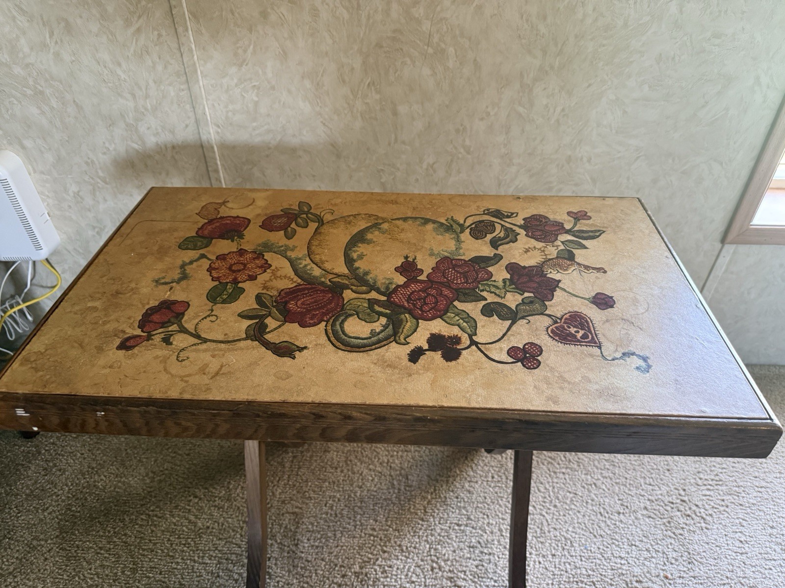 Vintage Folding TV Tray Table Floral Fruit Wood Snack Side Table 26×17
