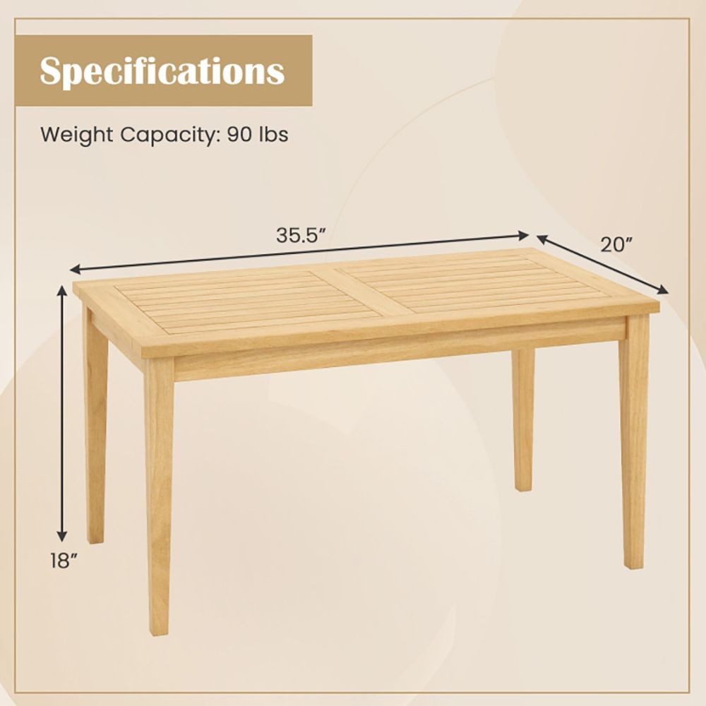 35.5in x 20in x 18in Teak Wood Slatted Outdoor Coffee Table 90lb