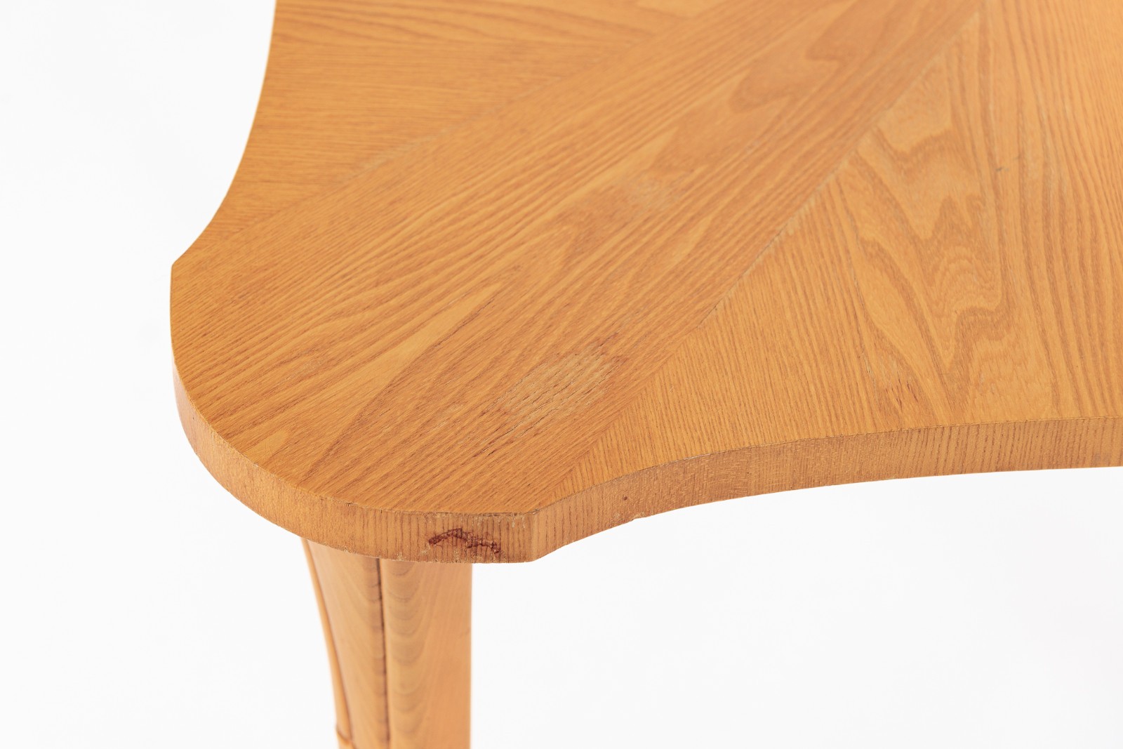 1940s Vintage Art Deco Swedish Square Beech Scalloped Table