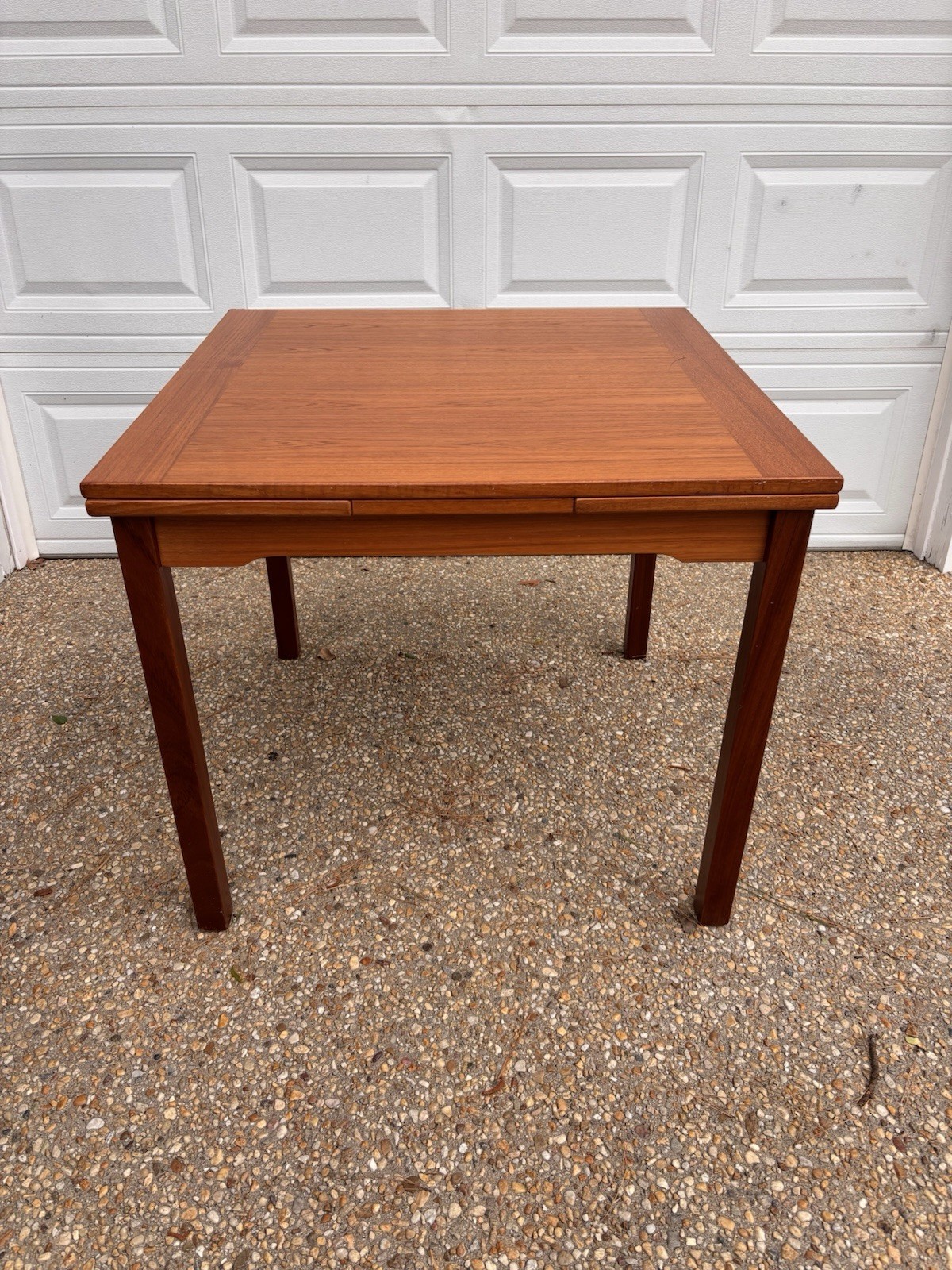 Vintage MCM Danish Modern Teak 34” Extension Dining Table Square Card Mahjong