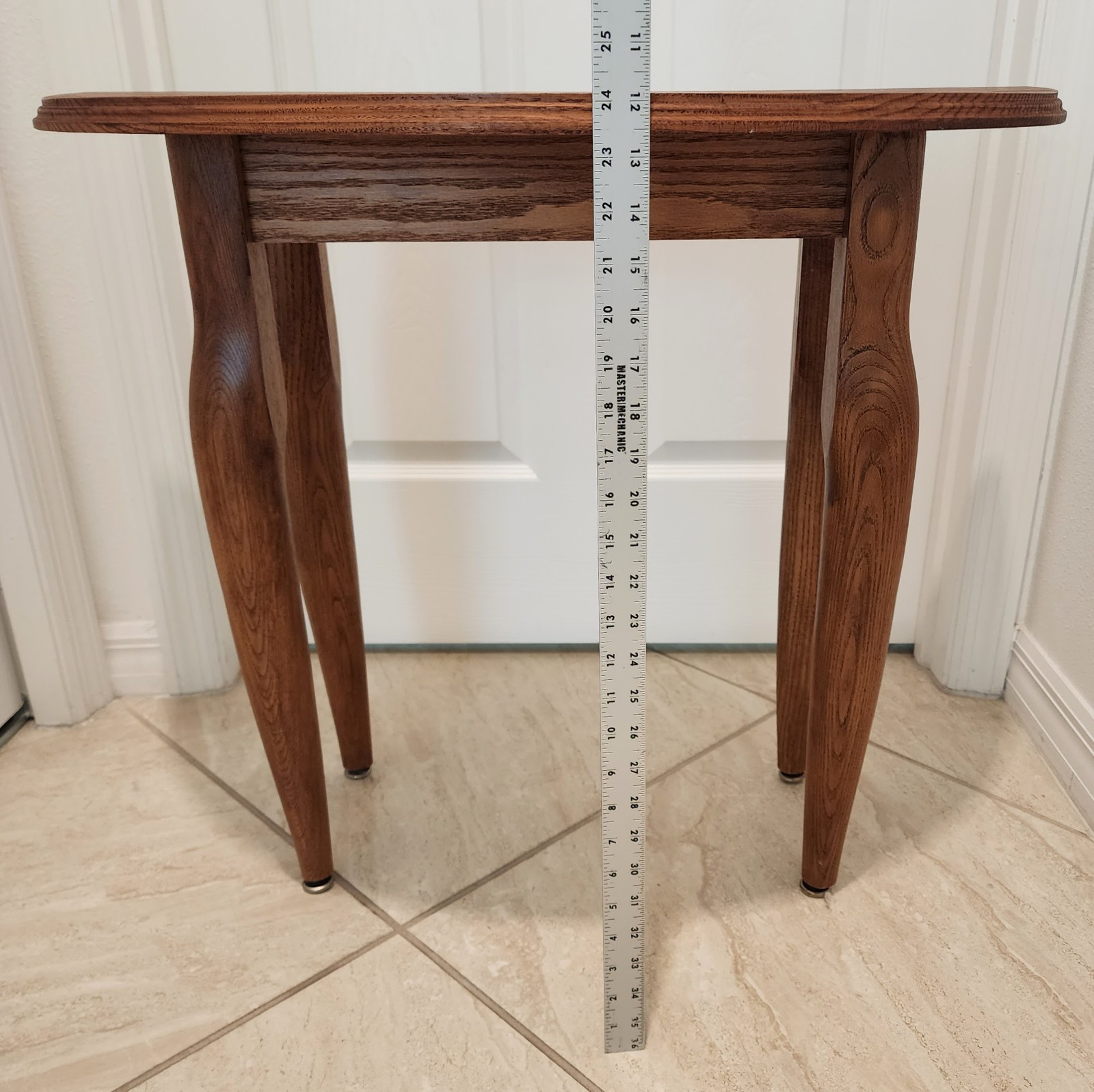 Vintage Demilune Console Table Unique Mid-Century Shaped Legs Solid Wood 24″H