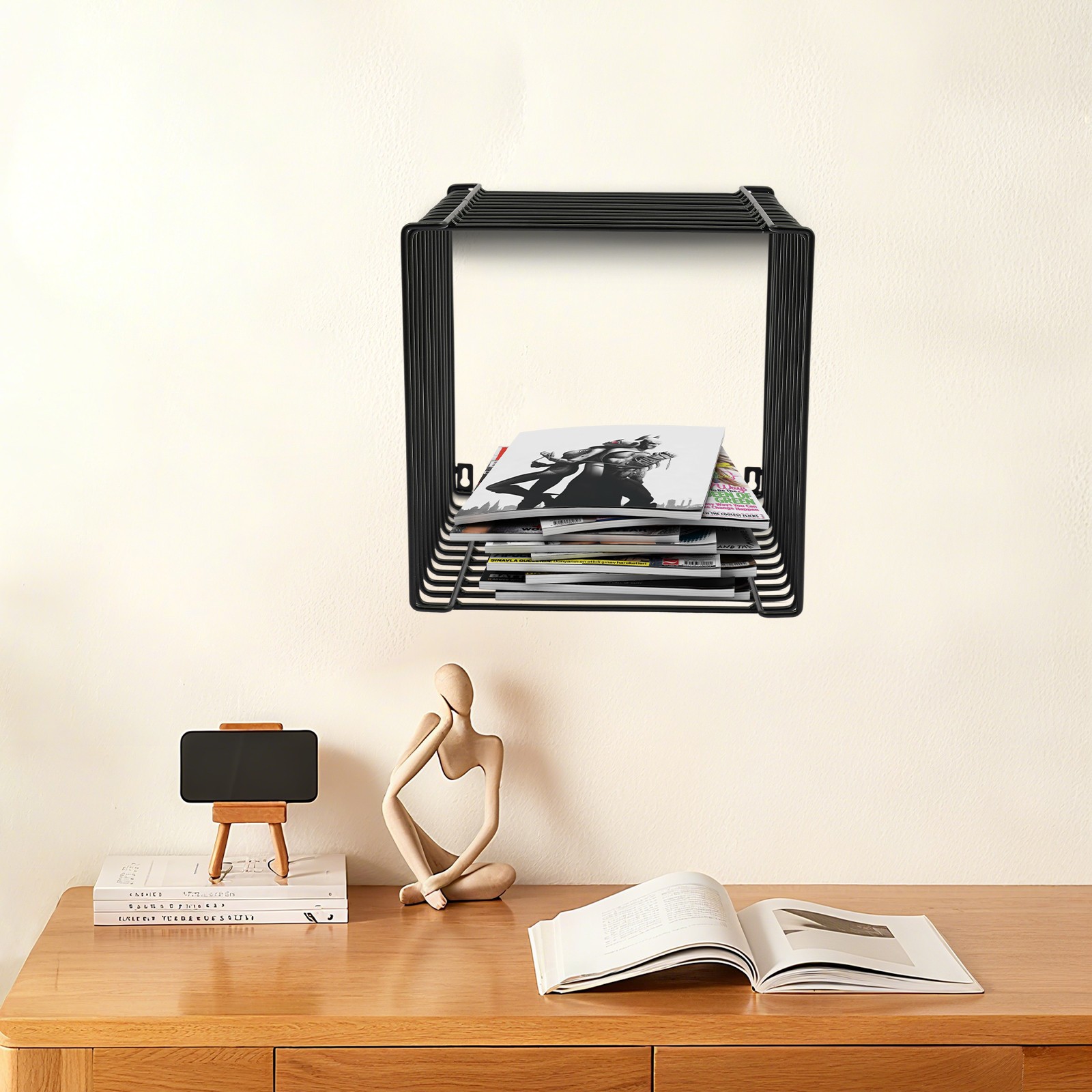 Linear Side Table Square Geometry Retro End Desk Multi-Purpose Tables Furniture