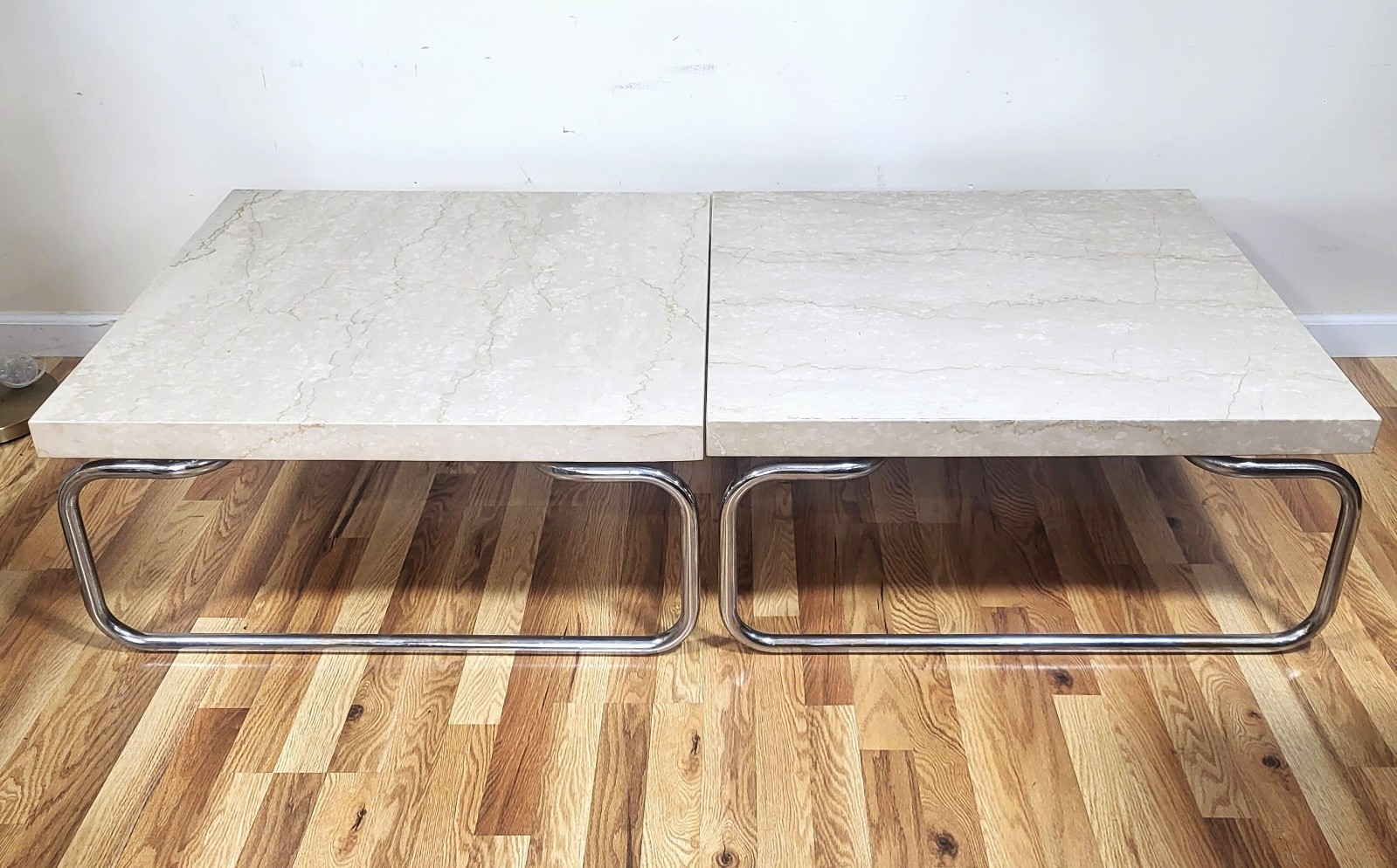 PAIR Vintage M McCARTHY Mid-Century MODERN Chrome & Marble CASSINA COFFEE TABLES