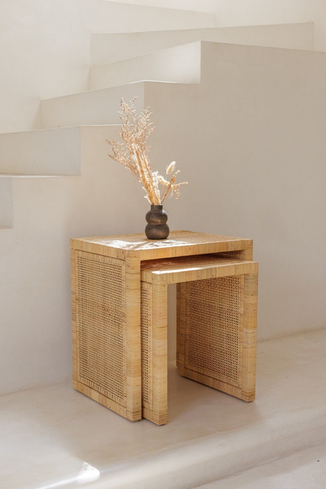 NEW Zaara’s Market Bali Nesting Rattan Coastal Tables-Natural