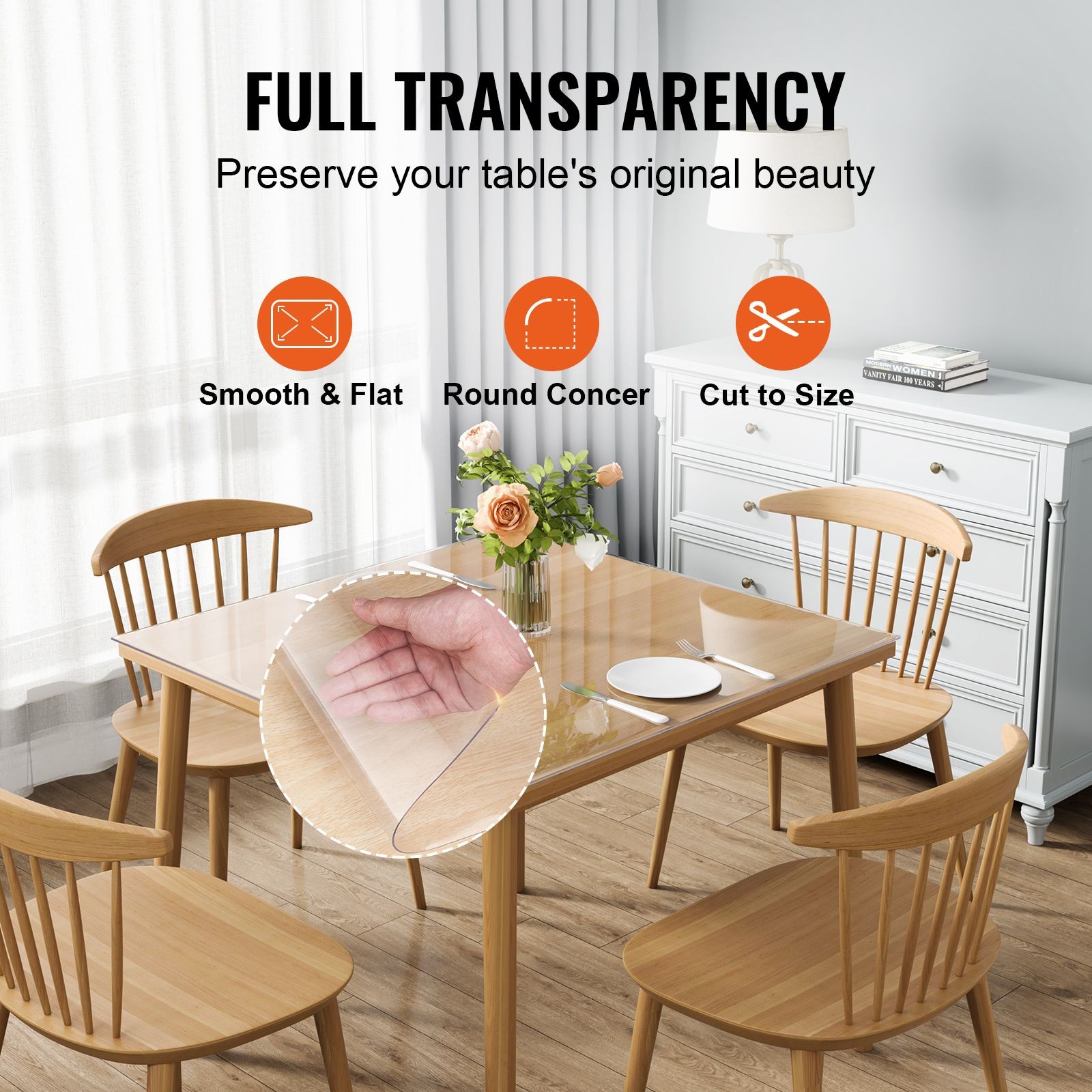 Clear Table Cover Protector, 12″ x 12″/ 305 x 305 mm Table Cover, 1.5 mm Thick