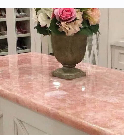 Pink Rose Quartz Dining Table, Rose Quartz Coffee Table, Quartz Counter Top Deco