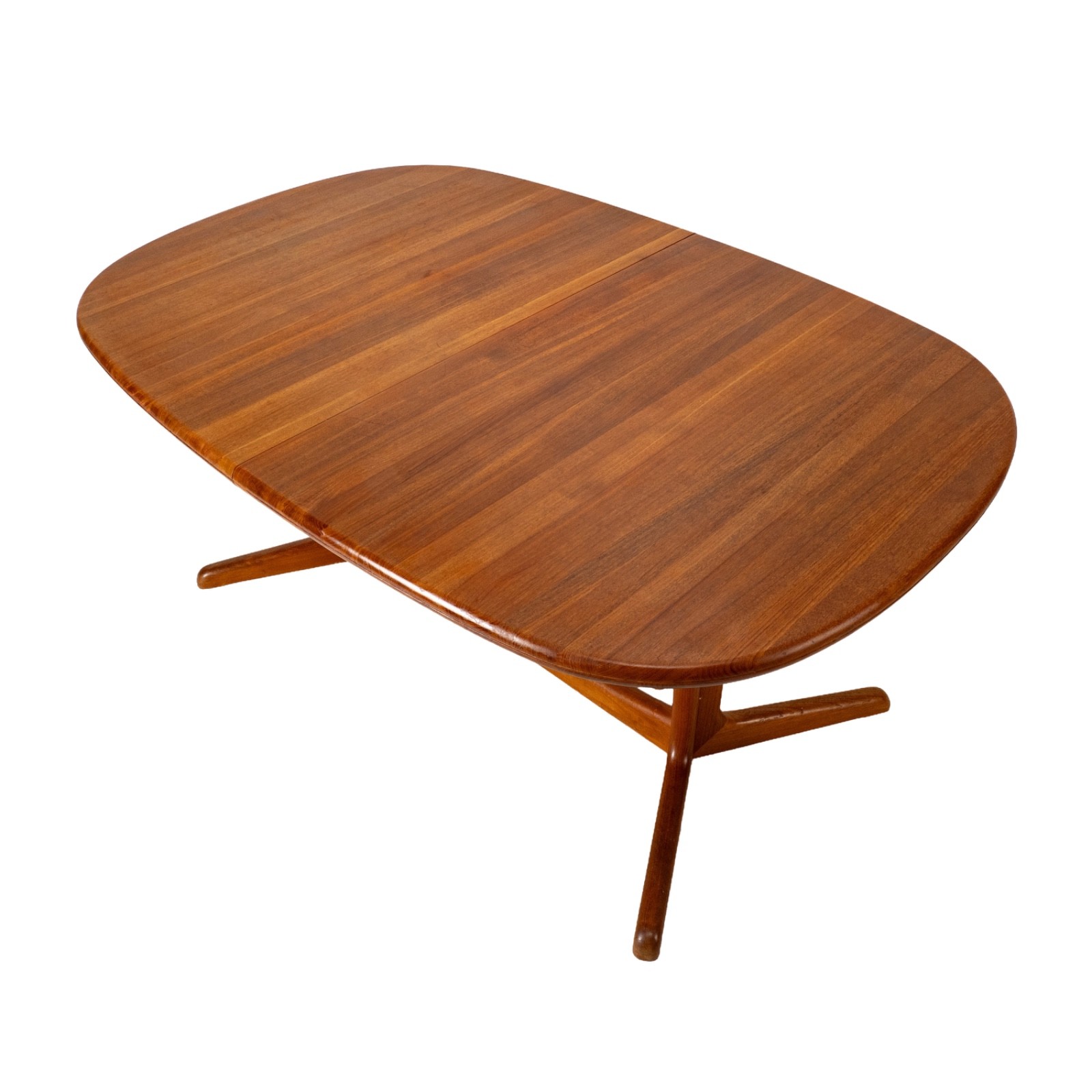 D-Scan Danish Modern Solid Teak Expandable 102″ Dining Table W/ Two Leafs