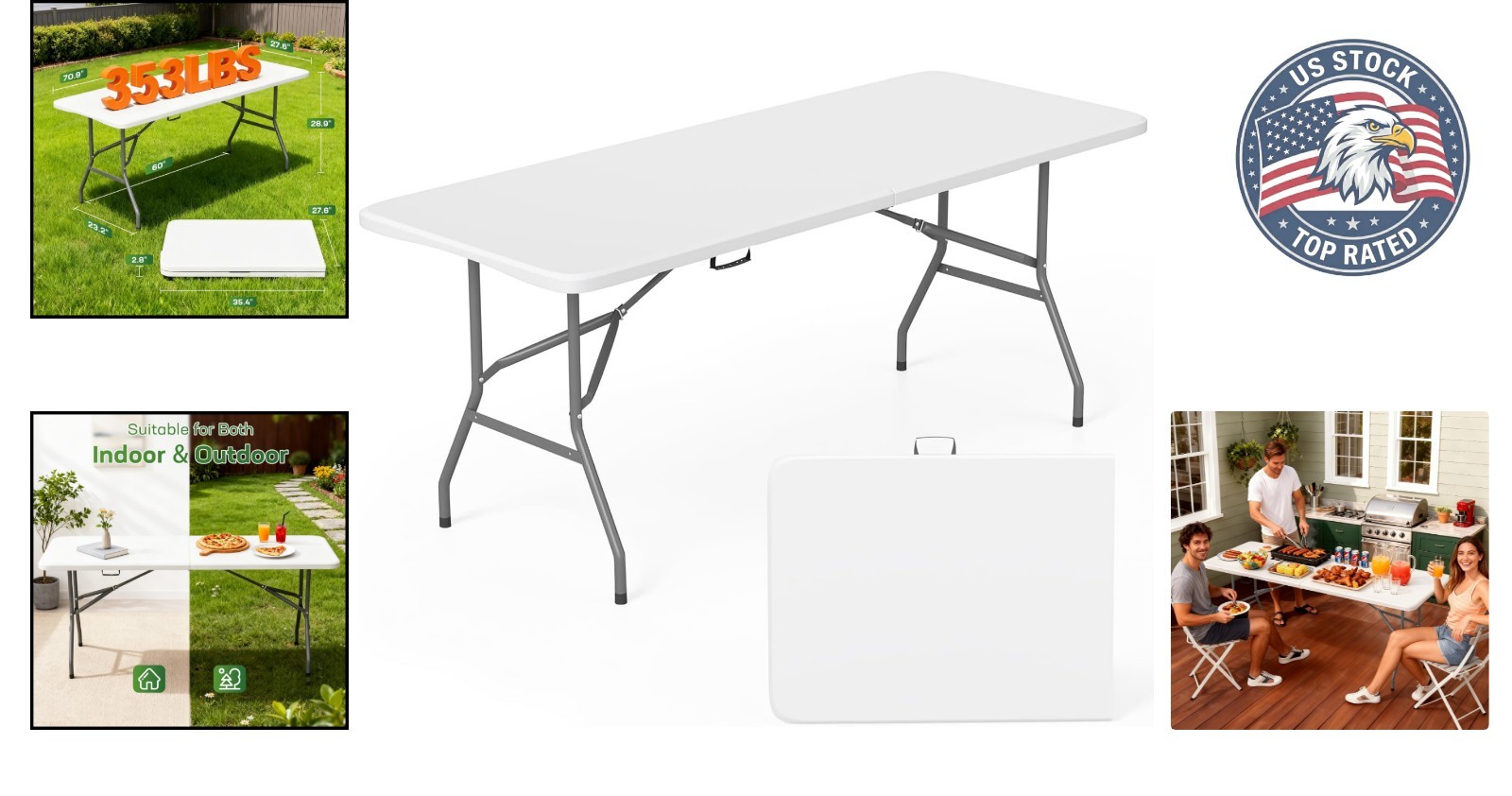 Lightweight 6 Ft Folding Table – Stain-Resistant & Waterproof for All Occasions