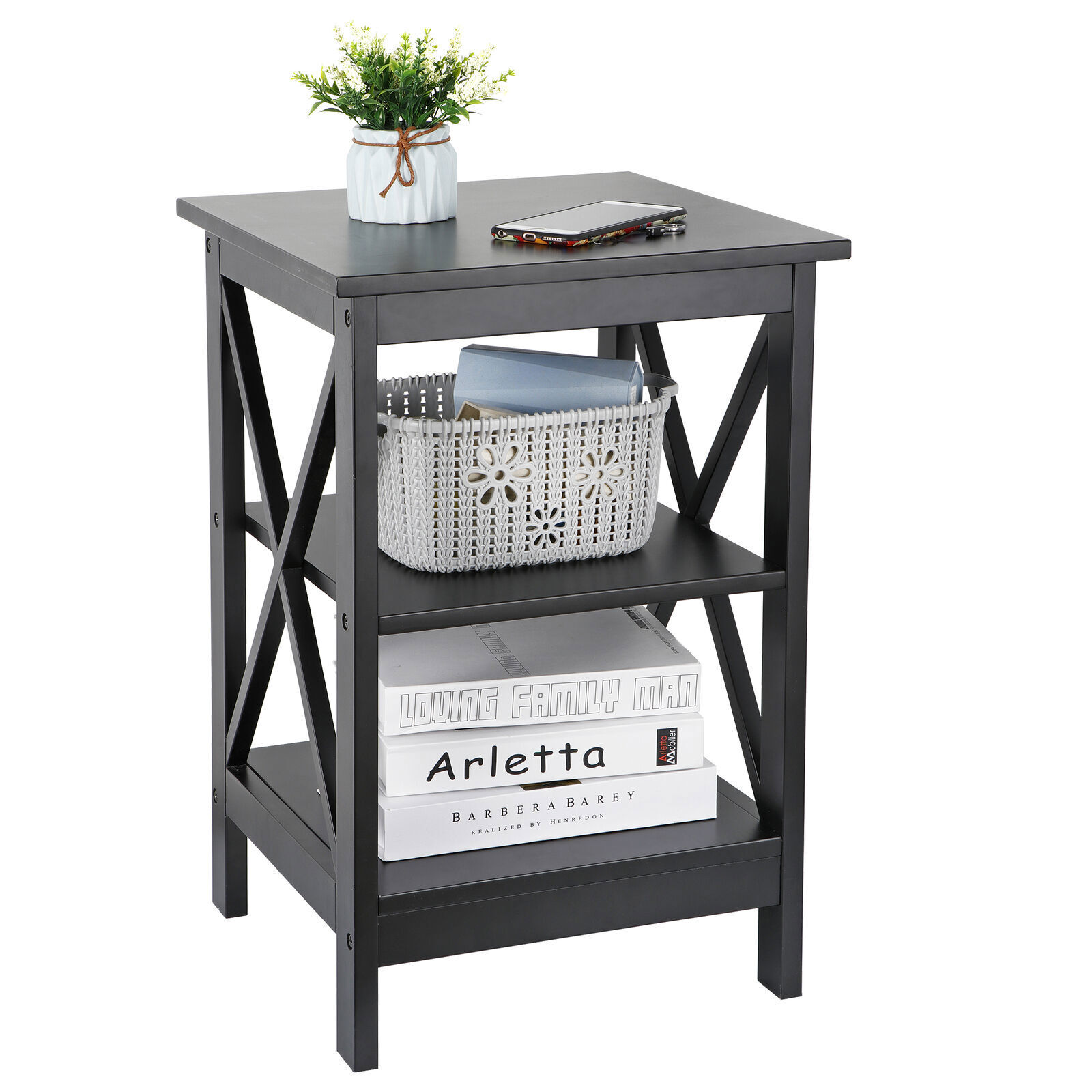 2PCS 3 Tier End Table Beside Sofa Table Saving Space for Bedroom Living Room