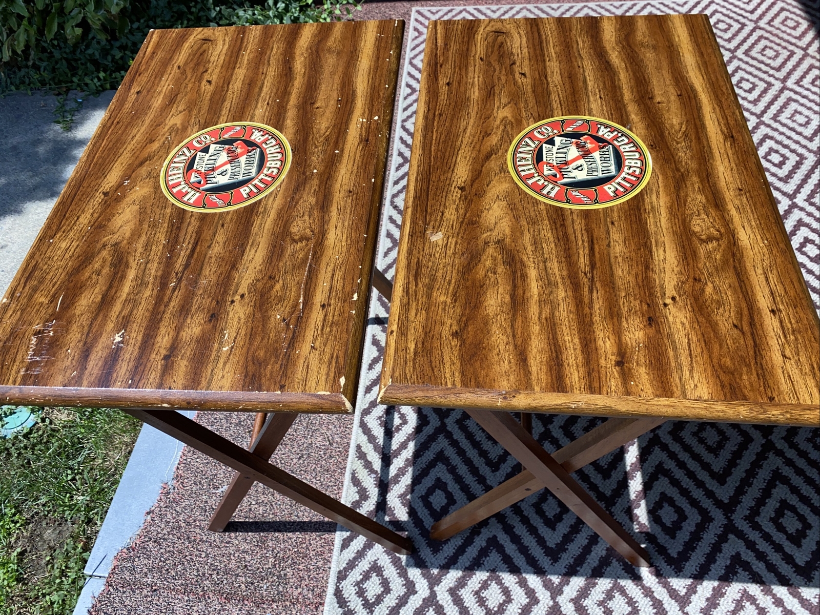 Rare MCM 2 Original H.J.HEINZ Co. Folding Trays Keystone Pittsburgh NO “h”