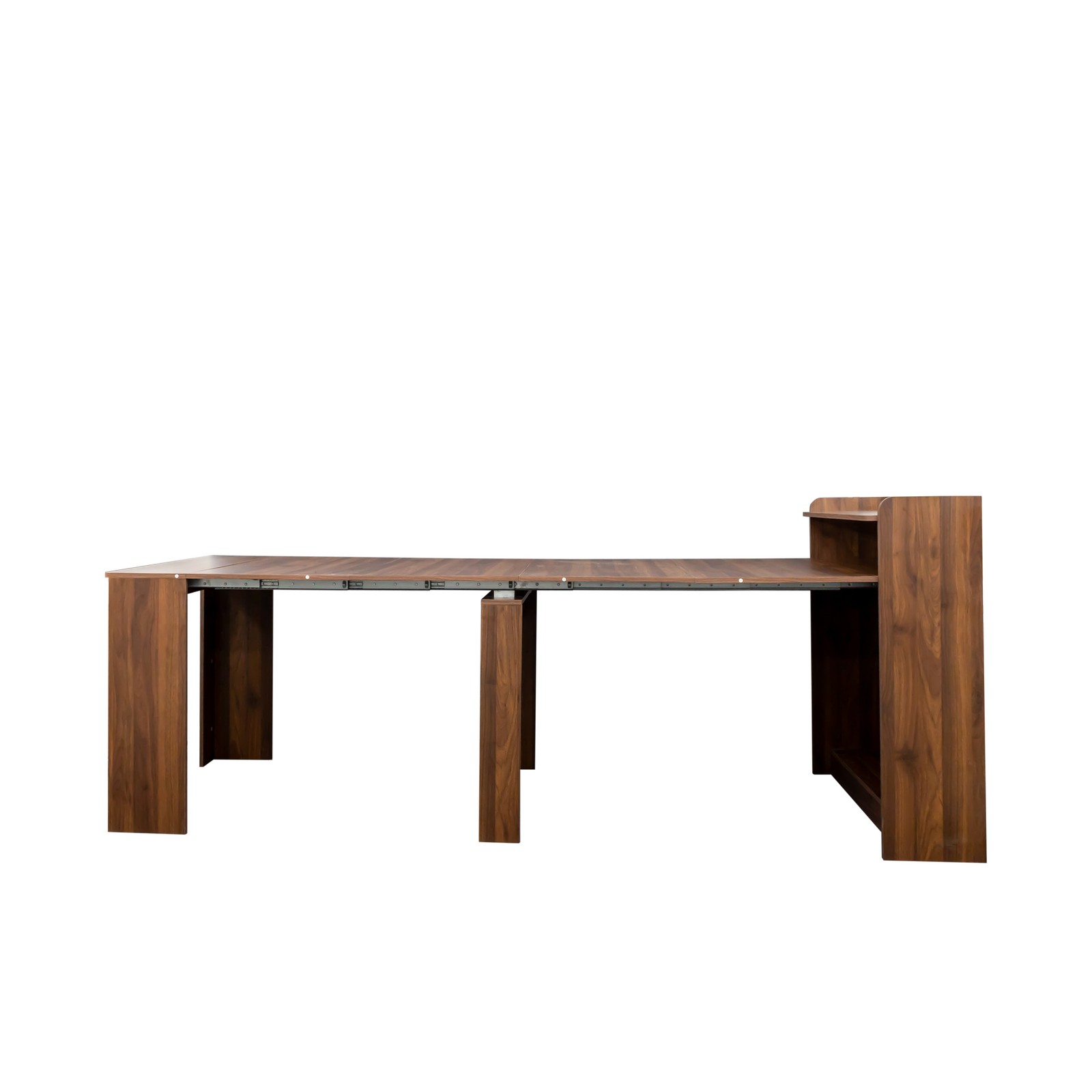 95.43″Extendable Dining Table W/Storage Transformer Kitchen Console Table Walnut