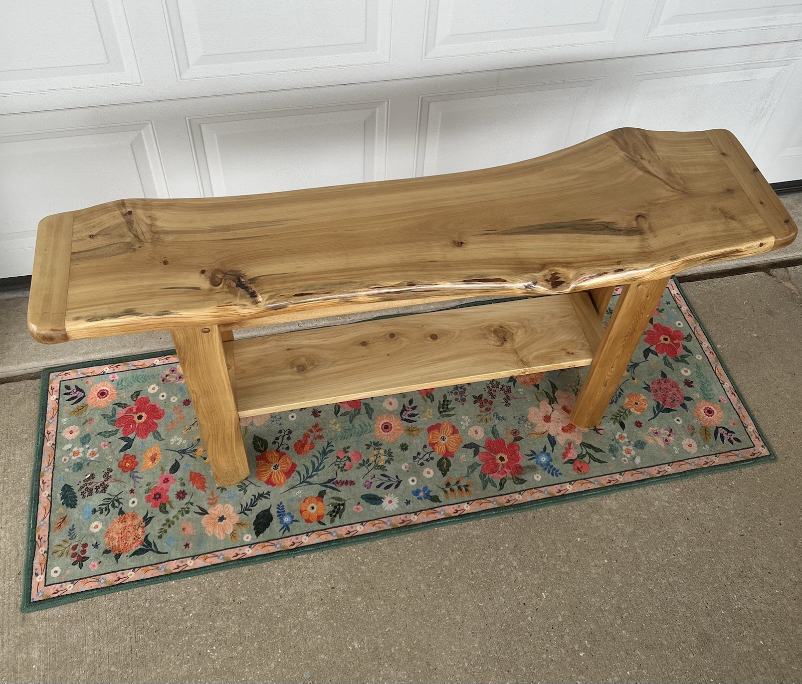 Thick Live Edge Sofa Entry Table 57″x16″ Natural Finish Northern White Cedar