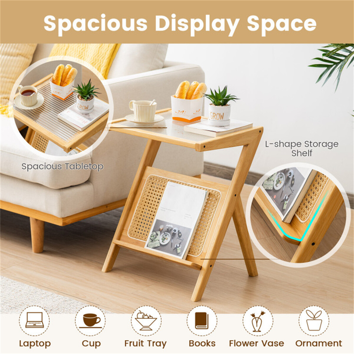 Modern Bamboo Edge Table Natural