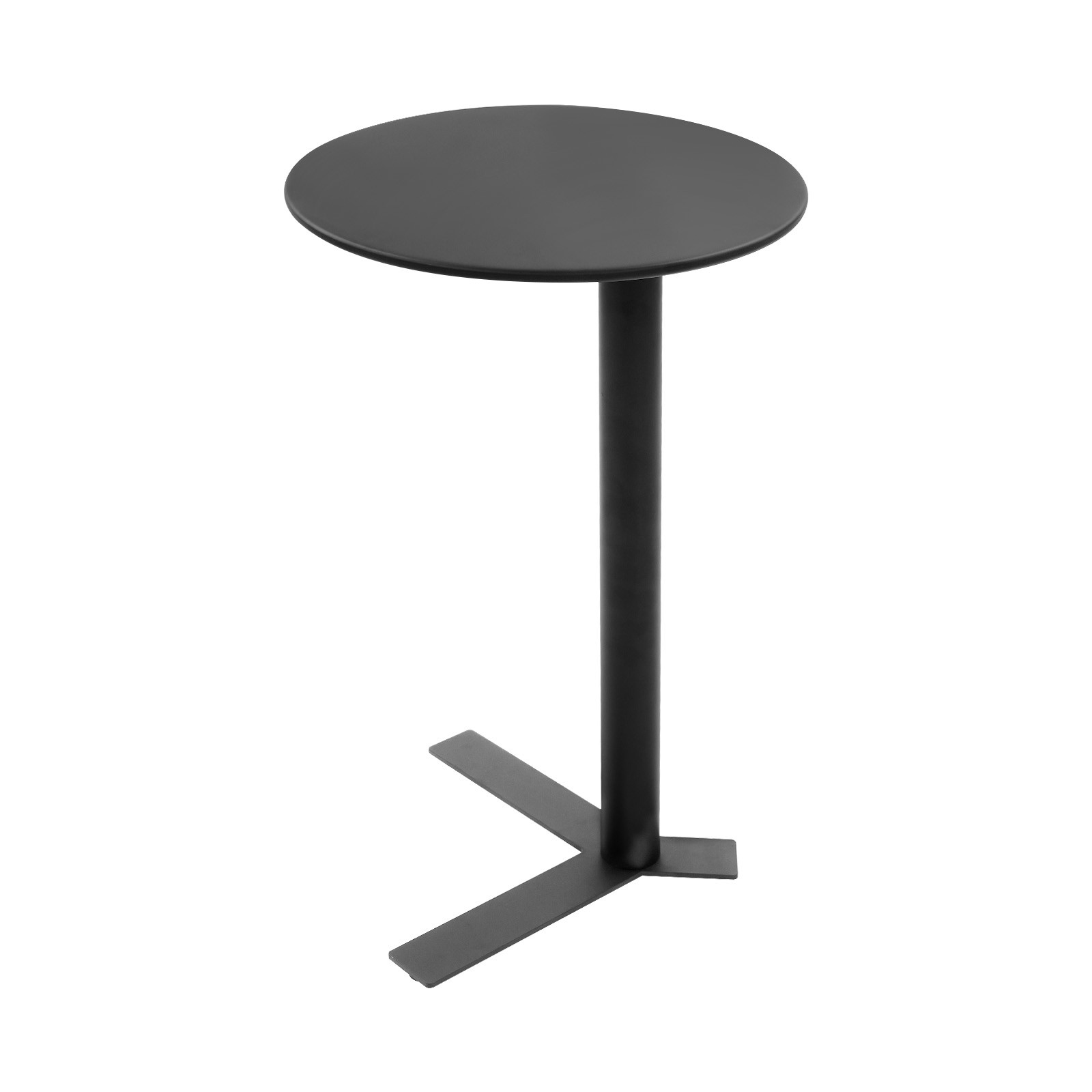 Black Round Side Table With Y-Shaped Base for Small Spaces and Modern Decor