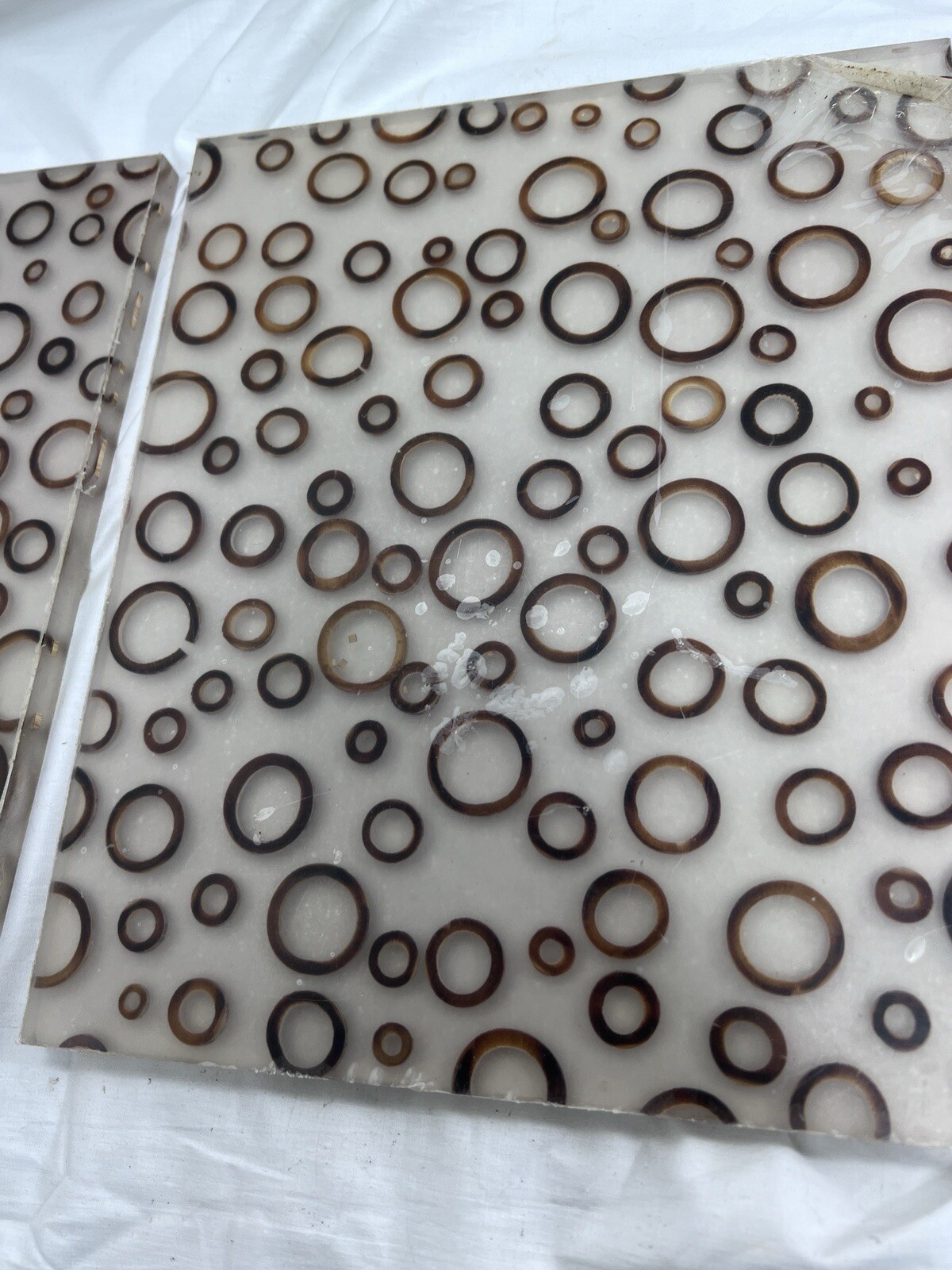 3 Sheets Natural Bamboo Rings In Clear Resin Wall Art, Table Top, Window Panel