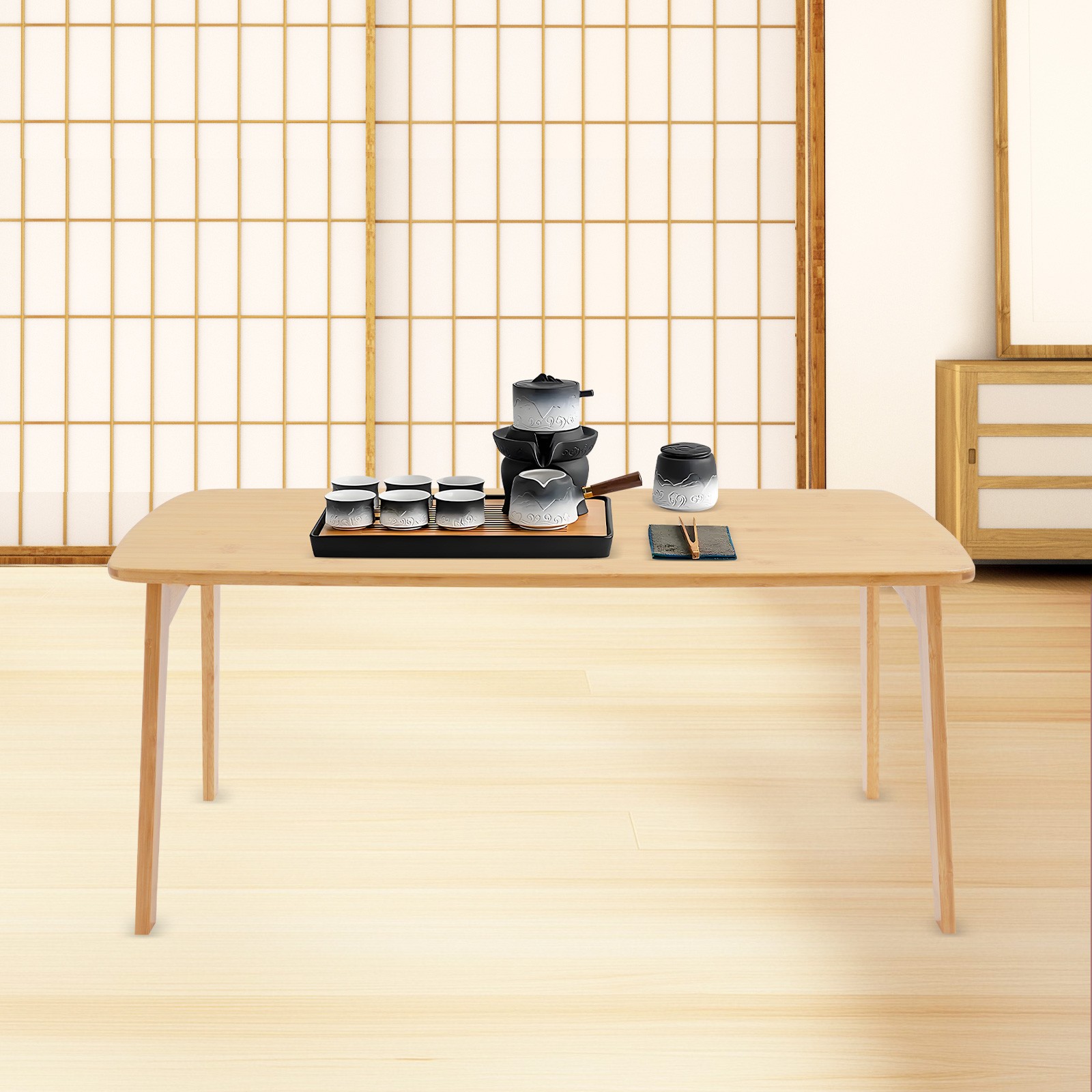 Folding Bamboo Table Foldable Floor Table Coffee Table for Sitting on The Floor