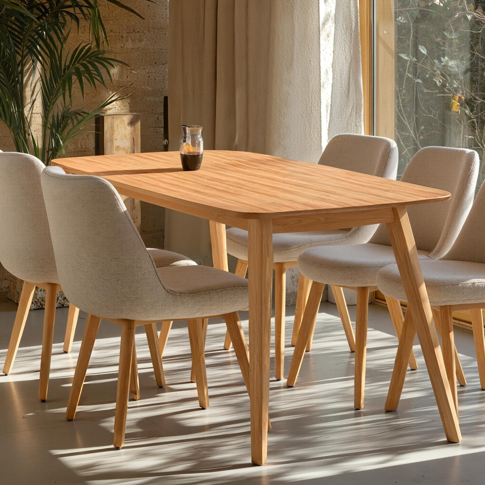 Modern Rectangular Dining Table for 6, Farmhouse Kitchen Dinner Tables with T…