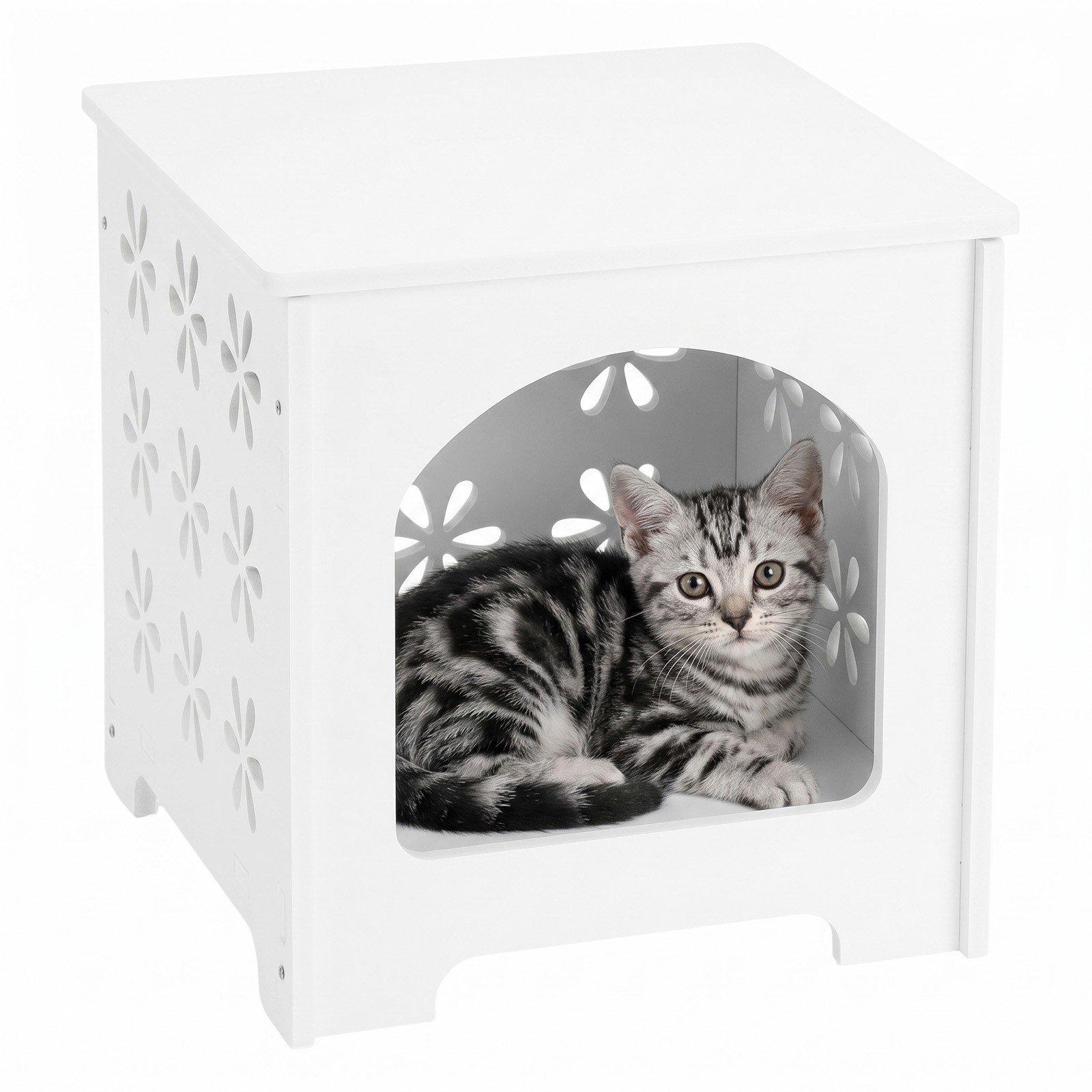 Side Table Living Room Bedroom, PVC Bedside with Storage Rack for Indoor