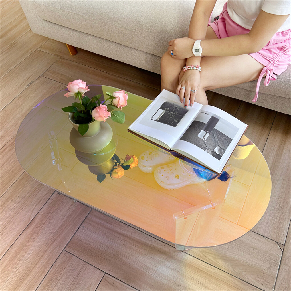 Gorgeous Iridescent Acrylic Side Table Cool Rainbow Coffee Table Home Art Decor