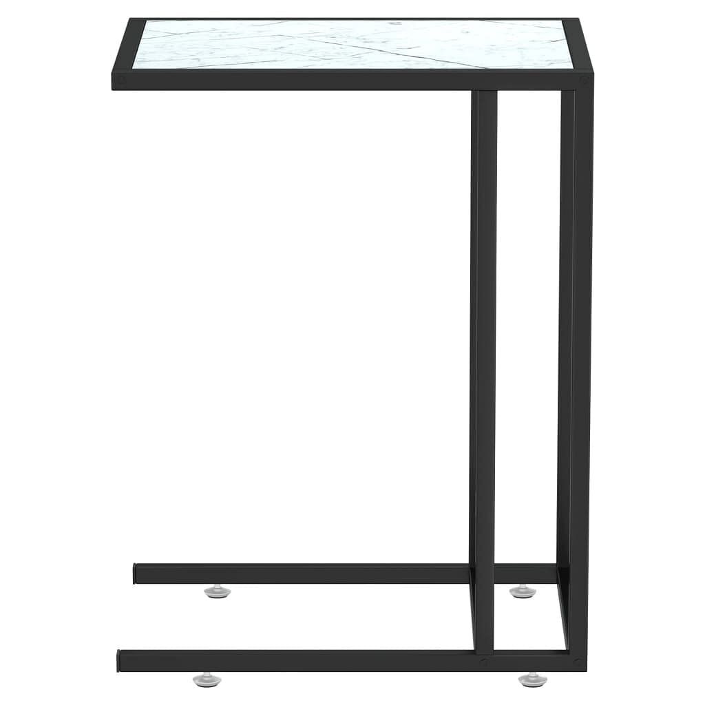 Side Table White marble Tempered glass, iron 19.7 x 13.8 x 25.6 in