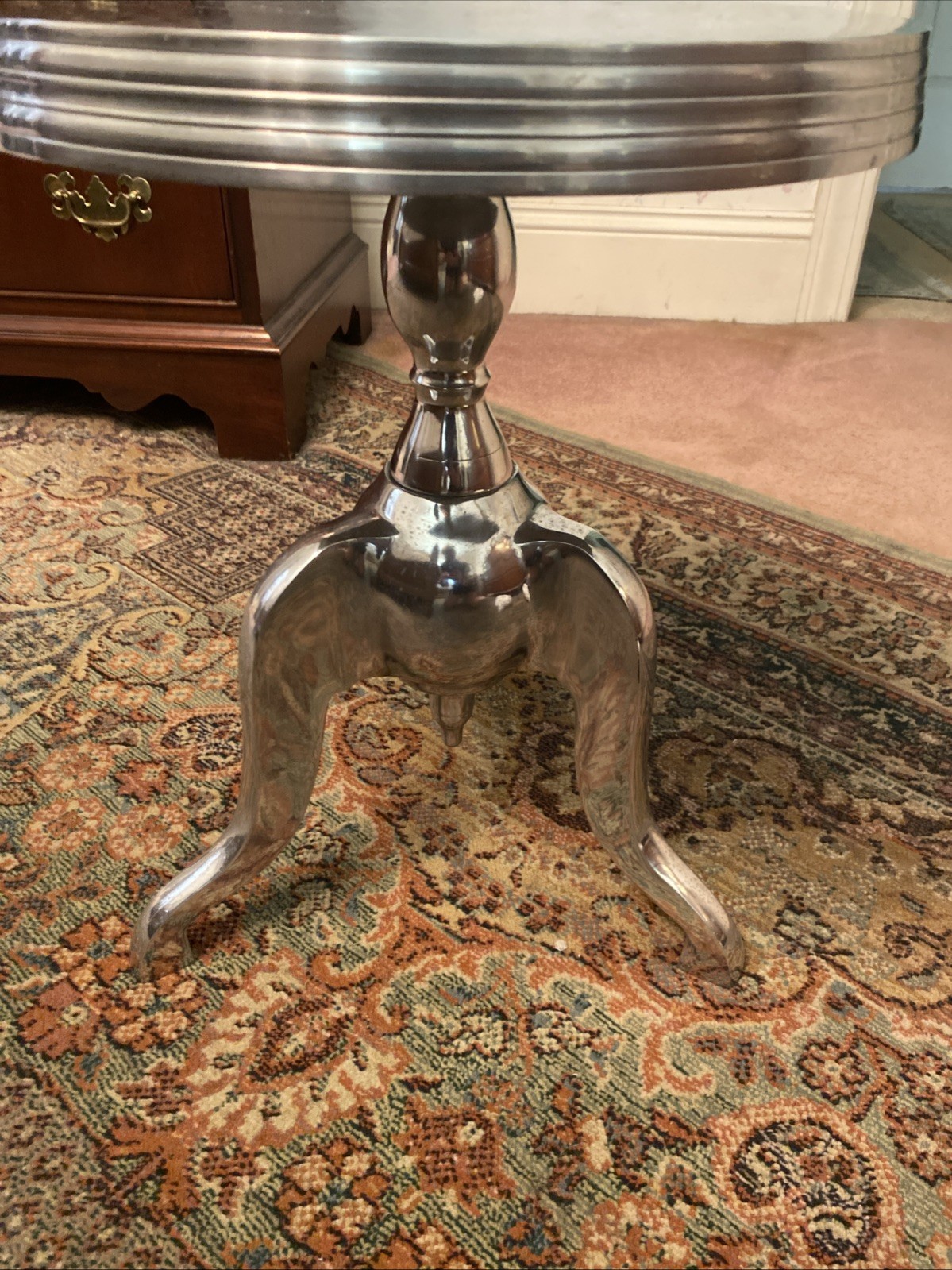 Modern Sculptural Aluminum Pedestal End Table Contemporary Designer 17.5” India