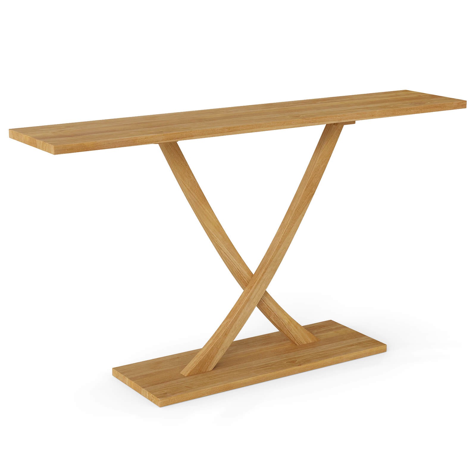 57” Solid Wood Console Table, Narrow Farmhouse Sofa Table with Teak Wood Frame