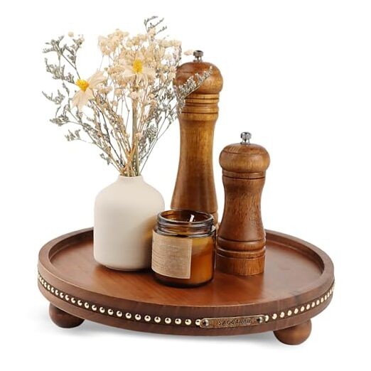 Decor Decorative Round Tray 11.81in for Home Decor for Coffee Table Brown