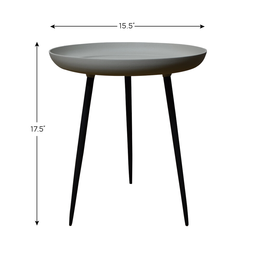 Handmade Modern Side Table Aluminum & Iron Round Ivory 15.5×15.5×17.5 Inch BBH