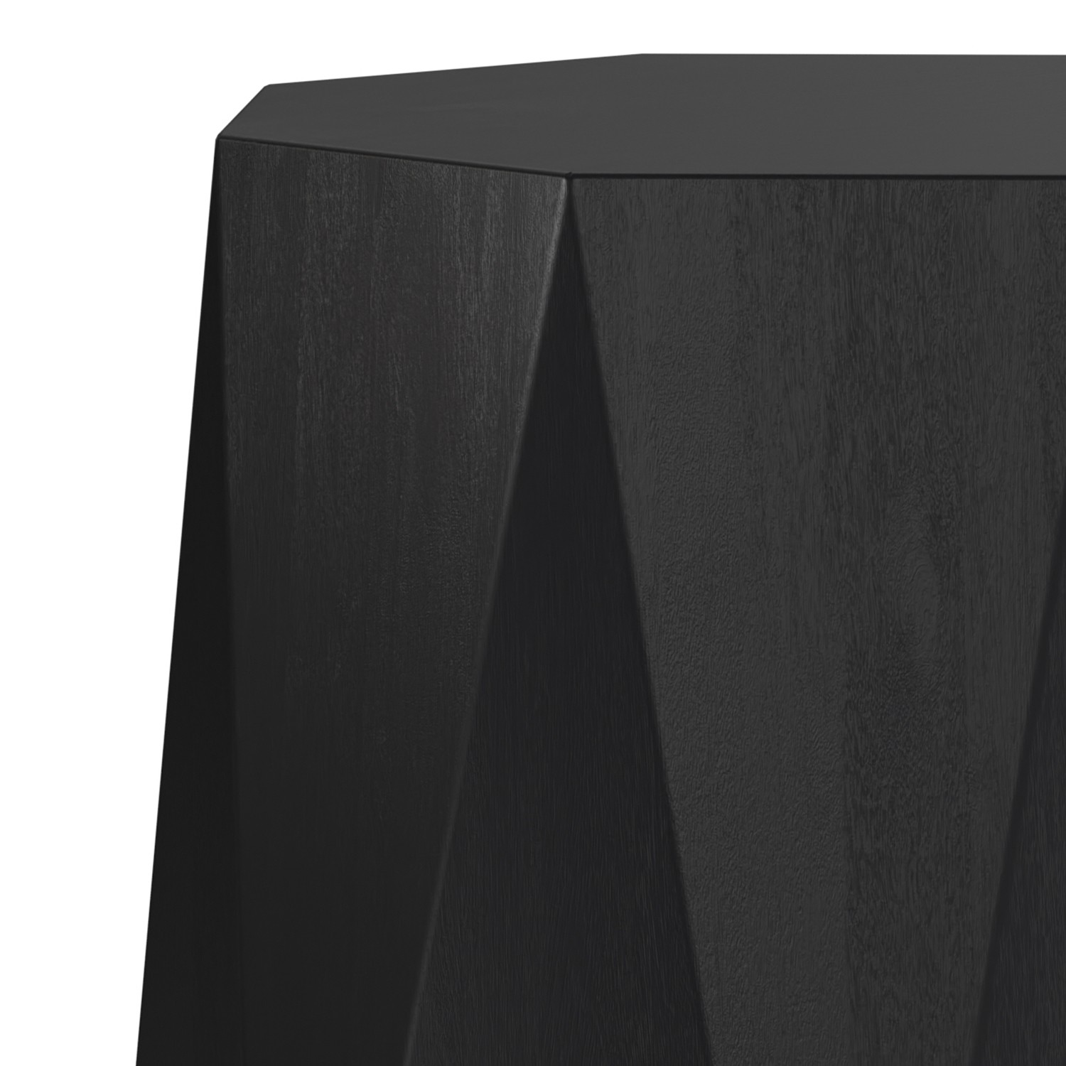 Kurt ACACIA WOOD 15″ Wide Polygon Side Table in Black & Fully Assembled
