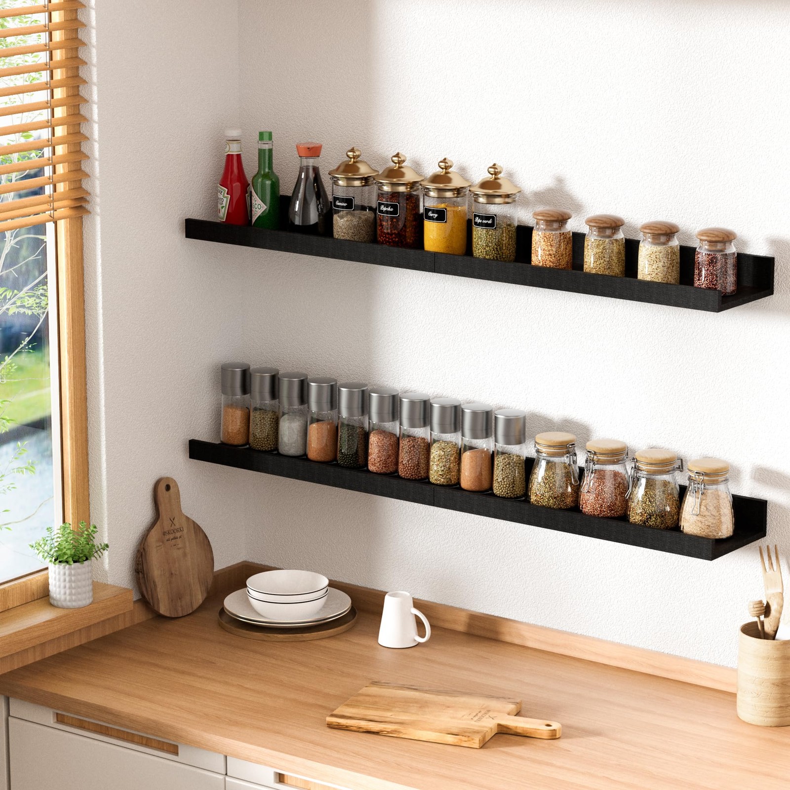upsimples Floating Shelves for Wall, Wall Decor 15.7in, Black