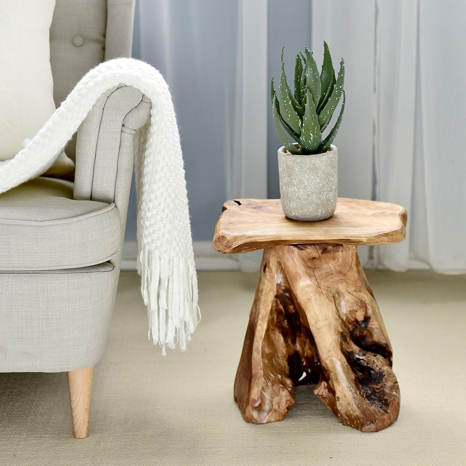 Natural Cedar Stump Stool 14″ End Table Live Edge Side Table Plant Stand NEW