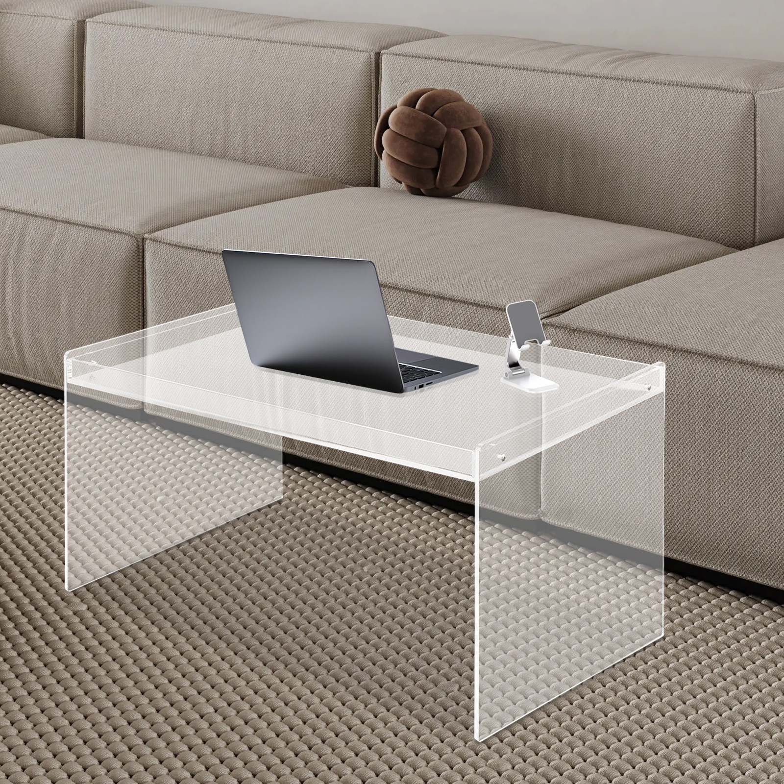 31.5*19.7*15.7in Modern Clear Acrylic Rectangle Coffee Table for Living Room