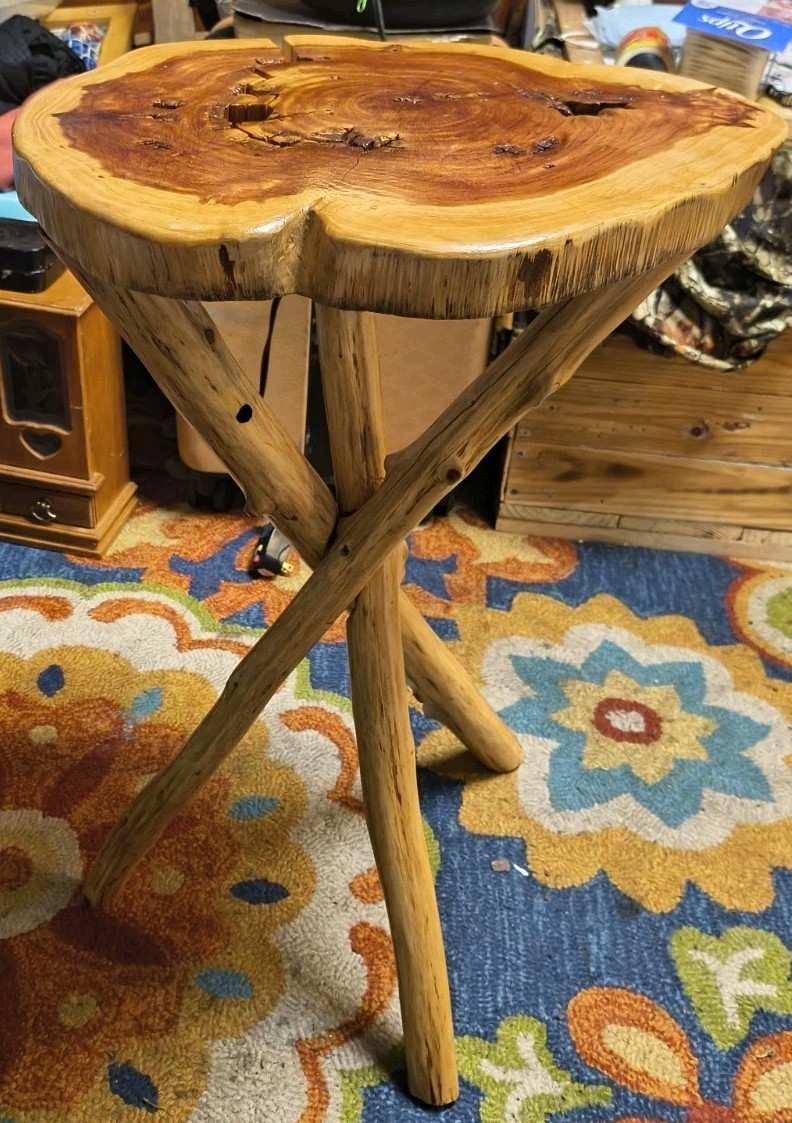 Handcrafted Cedar End Table Custom Built Florida Cedar-Rustic Wood Accent Table