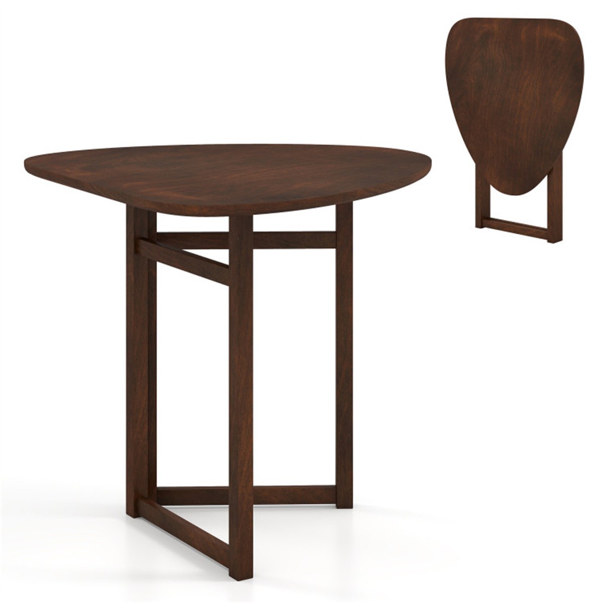 31.5″ Small Folding Dining Table Walnut Solid Wood Foldable Kitchen Table