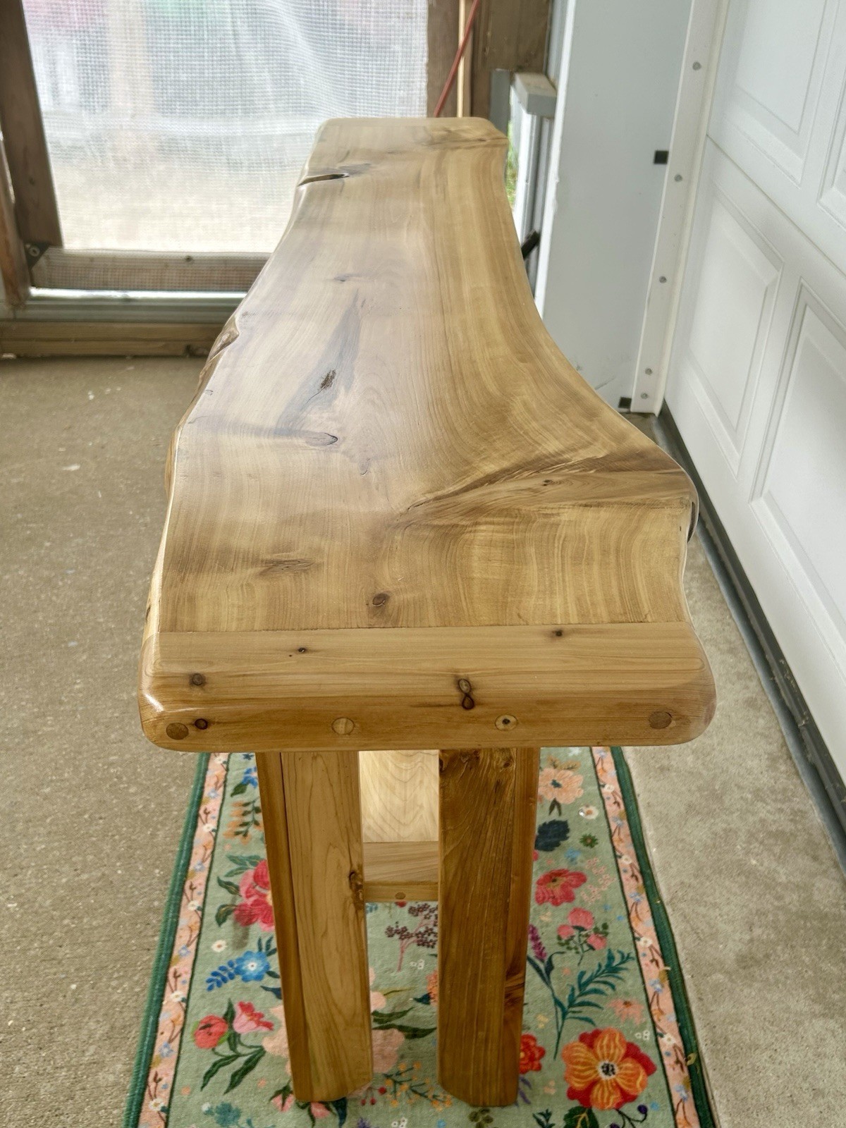 Thick Live Edge Sofa Entry Table 57″x16″ Natural Finish Northern White Cedar