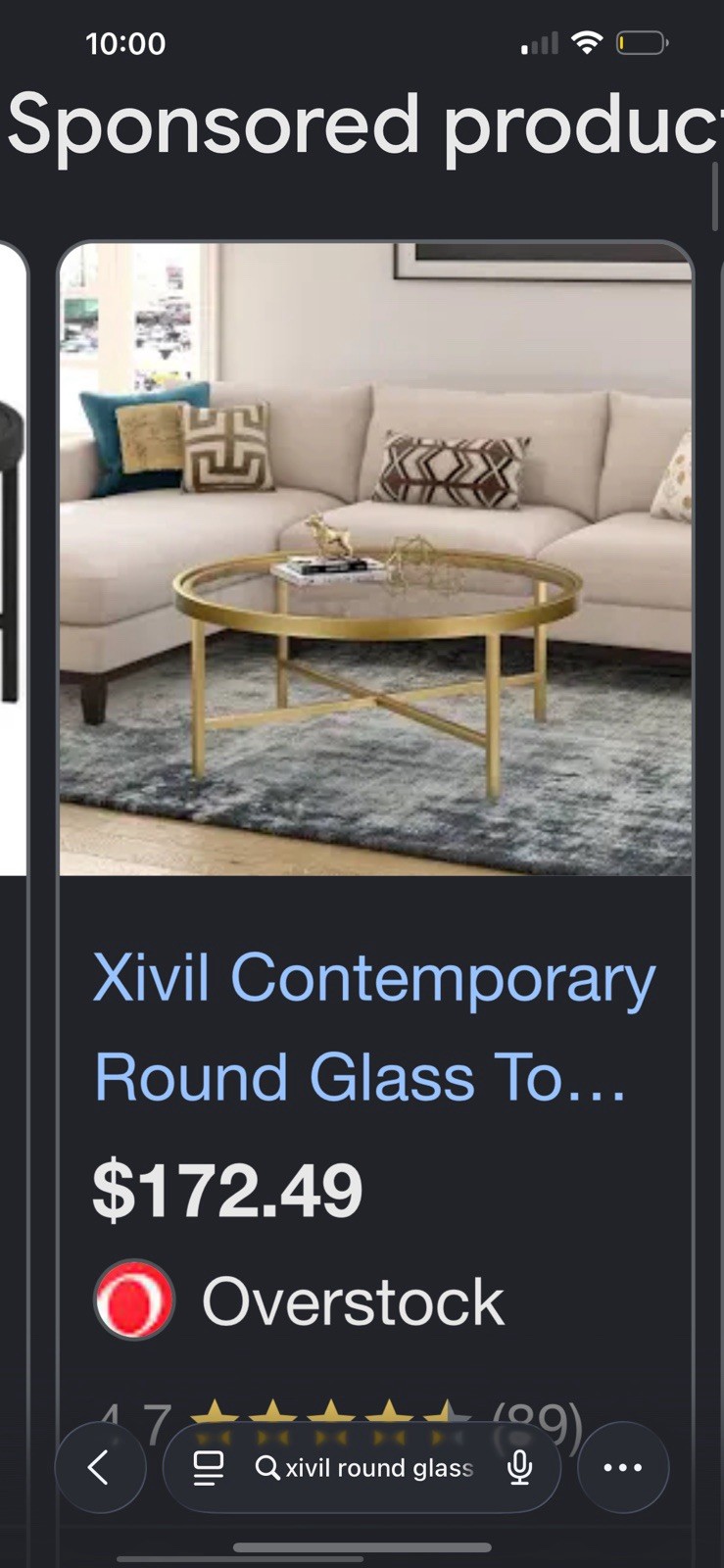 Xivil 36 In. Brass round Glass Top Coffee Table