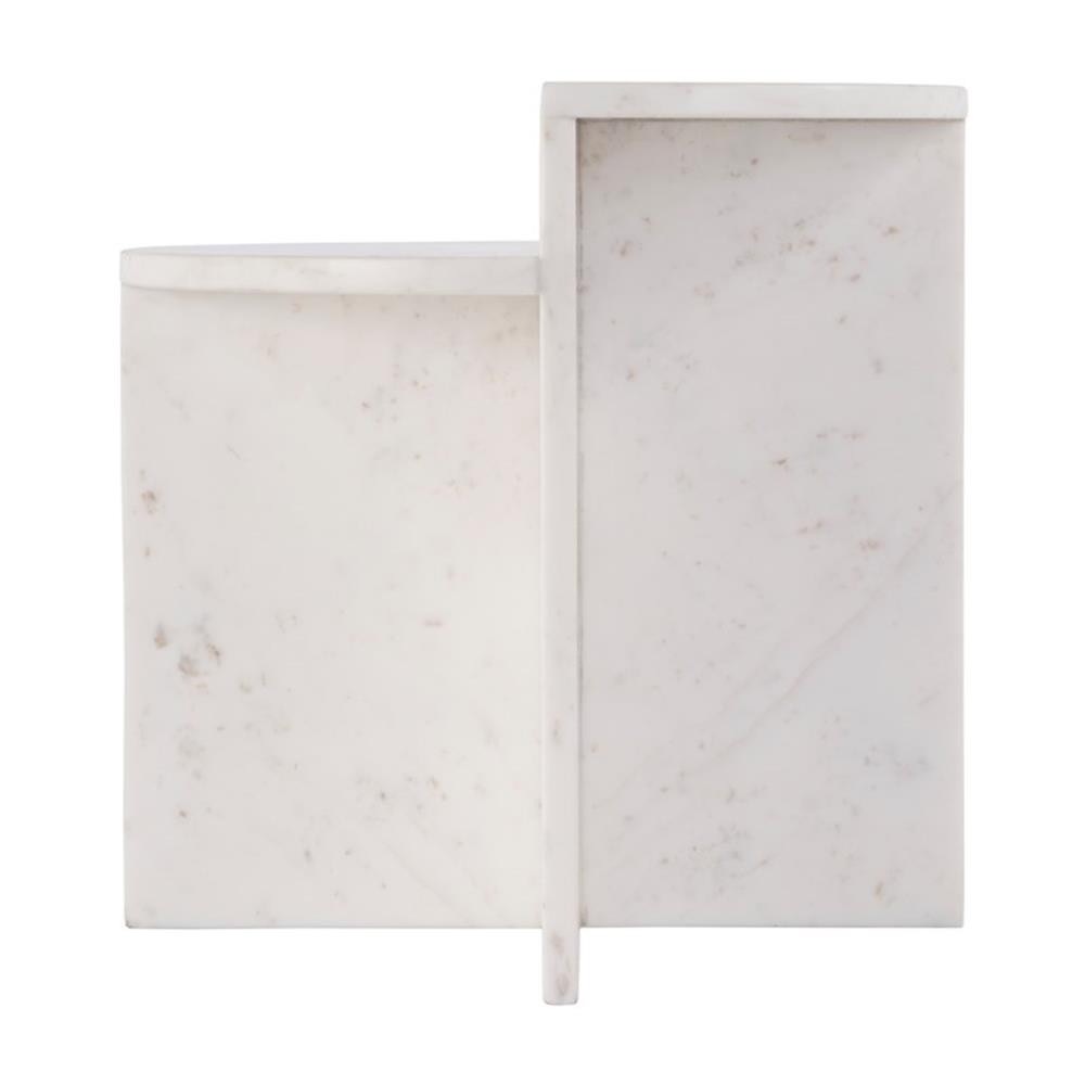 Pemberly Row Set of 2 19.5″W Round Marble Accent Tables in White