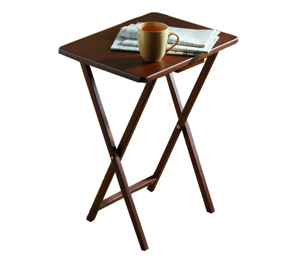 (2 Packs) Folding TV Tray Table Set in Walnut 19 X 15 X 26 Inch
