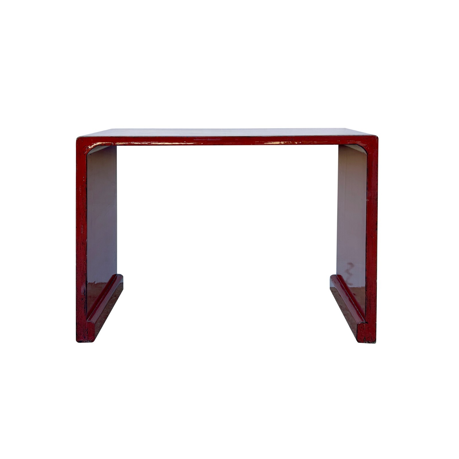 Gloss Brick Blood Red Lacquer Rectangular Console Foyer Side Table ws4481