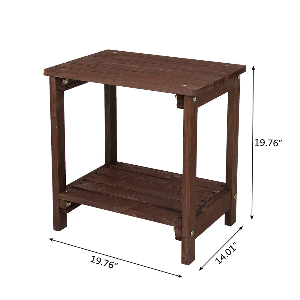 Rectangular Wood Side End Table Light Brown