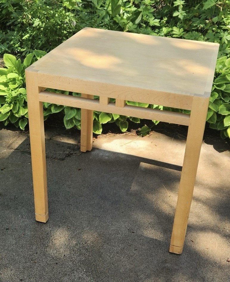 2 Matching Art Deco Inspired Metro Square Maple Top End/Side Tables