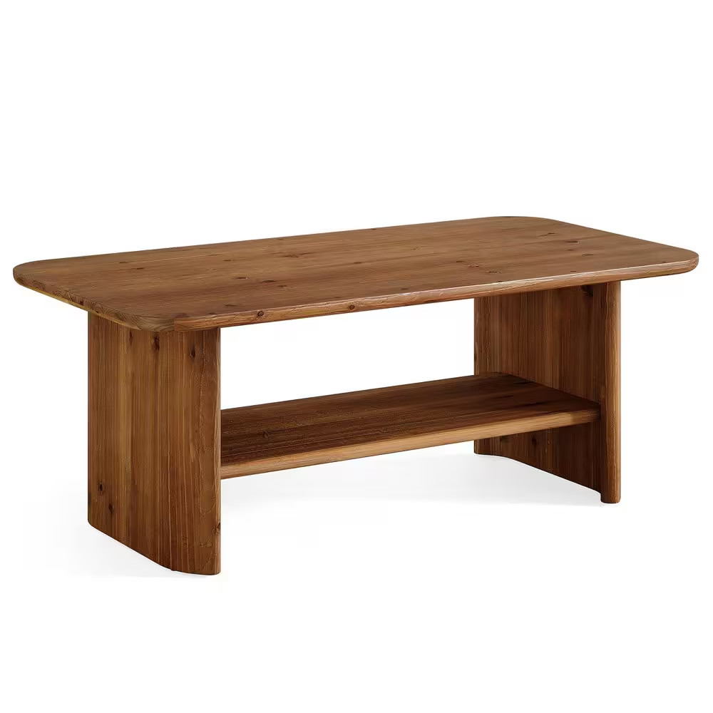 Kerlin 47 In. Brown Rectangle Solid Wood Coffee Table Center Low Cocktail Tea De