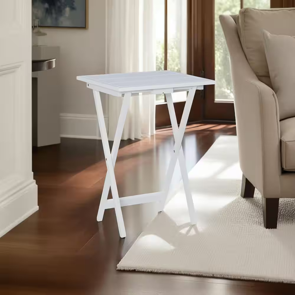 Fennec 15.75 In. L Wood Top Folding Tray White Tables