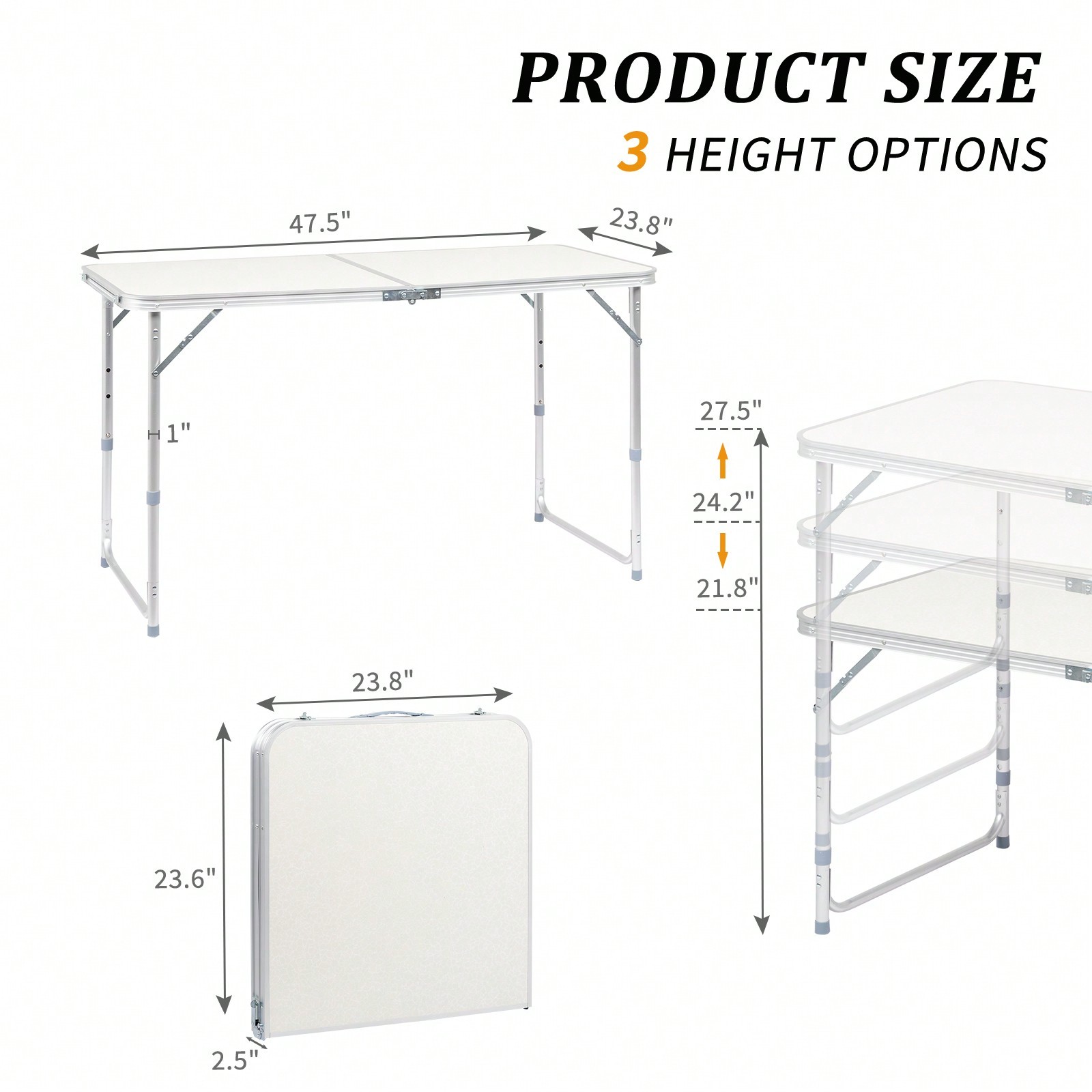 SYMCAVE 120 X 60 X 70 4Ft Portable Multipurpose Folding Table White