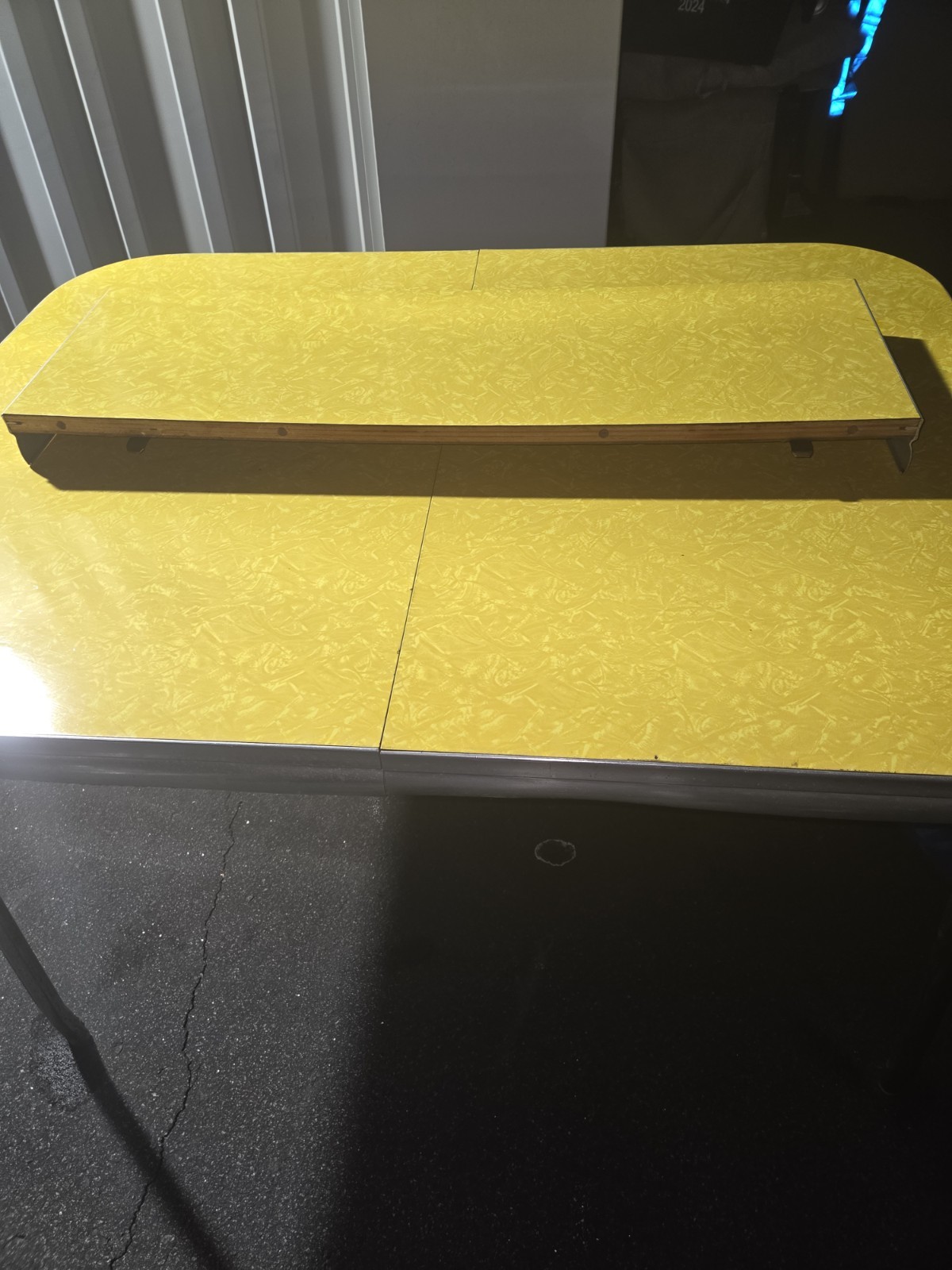 Vintage Retro Yellow Laminate Metal Dining Table Rectangular Kitchen Dining Room