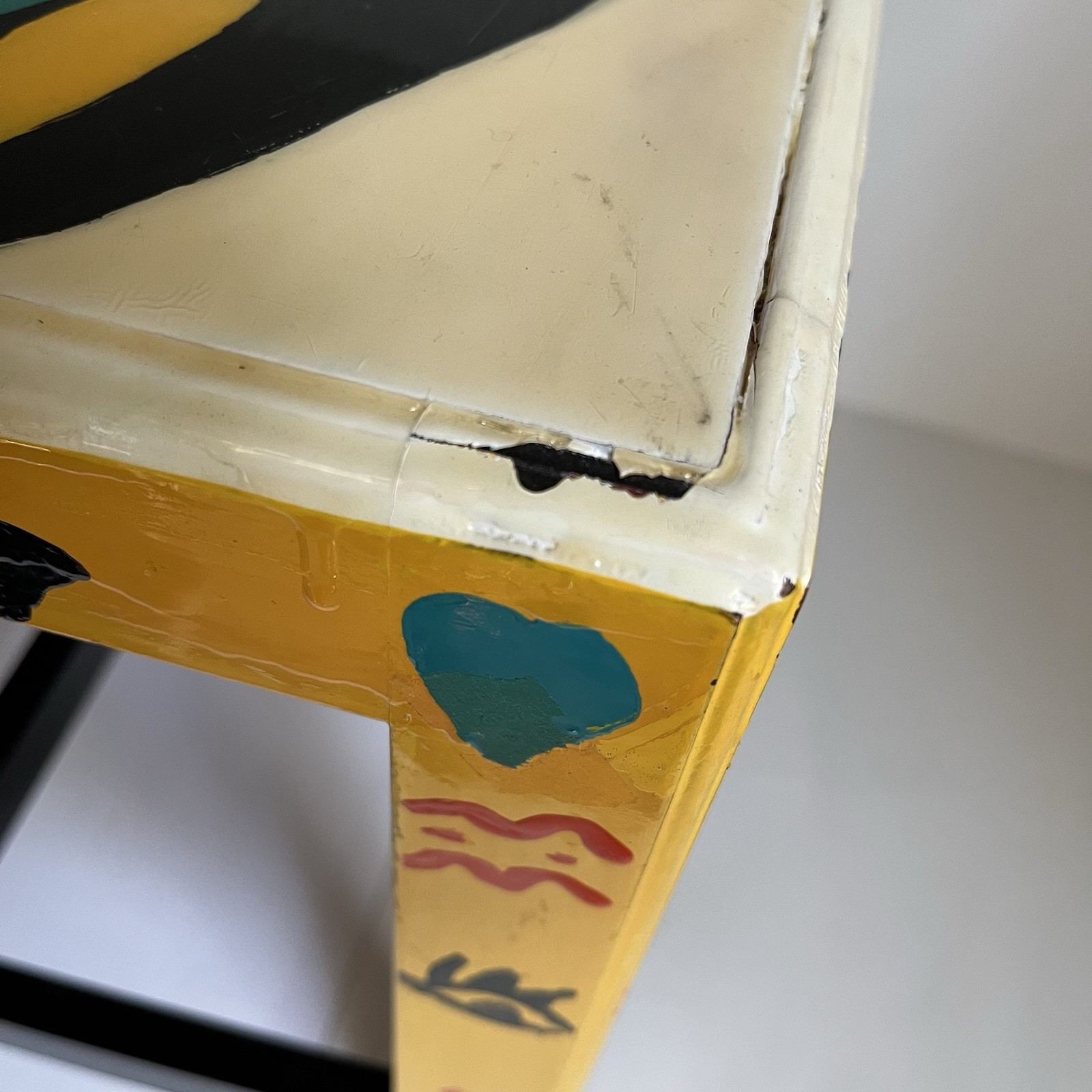Hand-Painted Colorful Folk Art Design Side Table End Table Decor