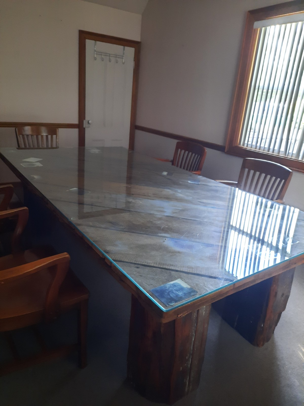 Constructed Table 4′ X 8′ Repurposedceiling Timbers From Patchogue Lace Mill..